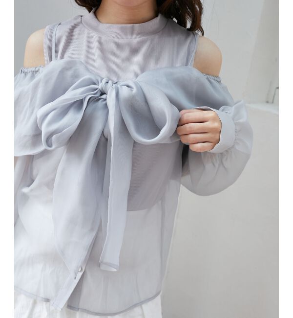  「タンクセットリボンシアーブラウス」|シャツ・ブラウス|