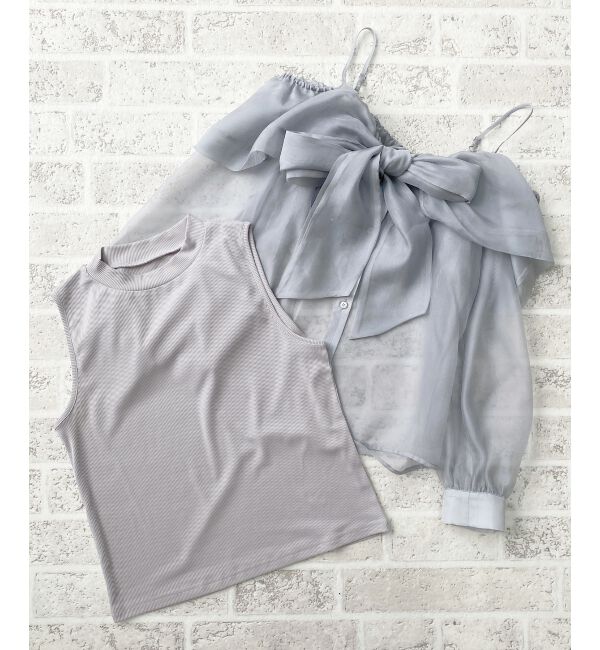  「タンクセットリボンシアーブラウス」|シャツ・ブラウス|