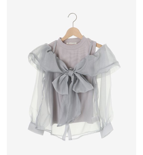  「タンクセットリボンシアーブラウス」|シャツ・ブラウス|