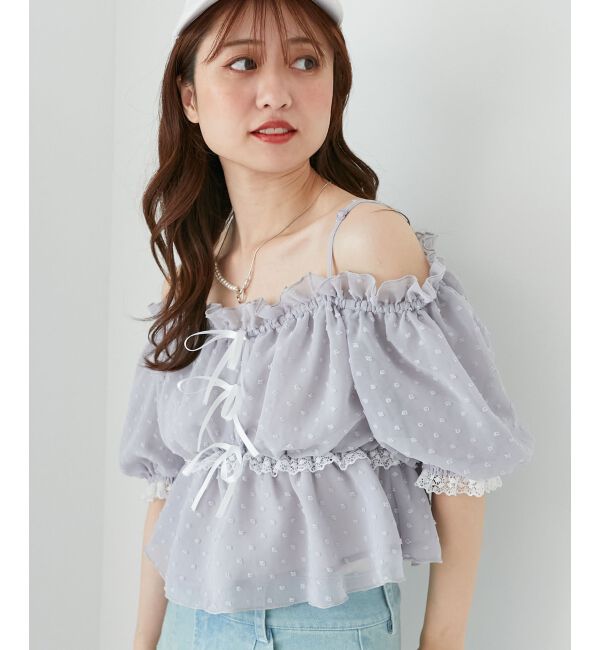  「フロントリボンオフショルブラウス」|シャツ・ブラウス|