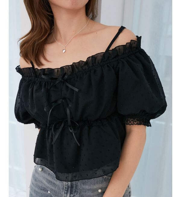  「フロントリボンオフショルブラウス」|シャツ・ブラウス|