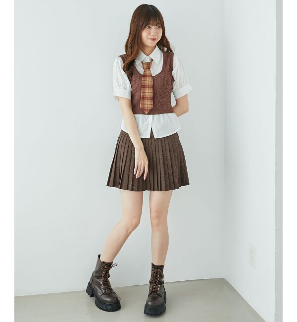  「&infin;ネクタイセットシャツドッキングニット」|ニット・セーター|