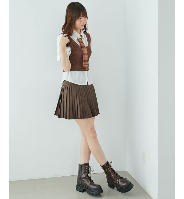  「&infin;ネクタイセットシャツドッキングニット」|ニット・セーター|