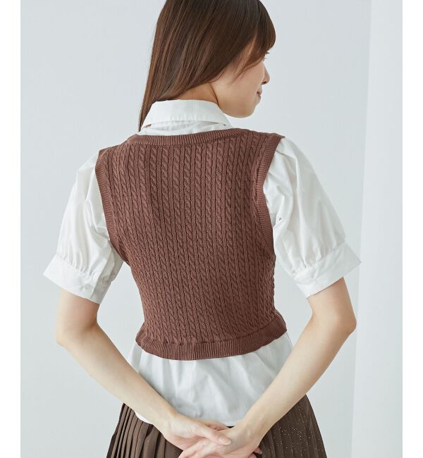  「&infin;ネクタイセットシャツドッキングニット」|ニット・セーター|