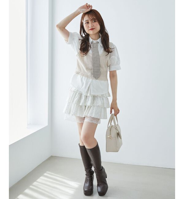  「&infin;ネクタイセットシャツドッキングニット」|ニット・セーター|