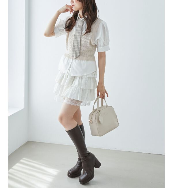  「&infin;ネクタイセットシャツドッキングニット」|ニット・セーター|