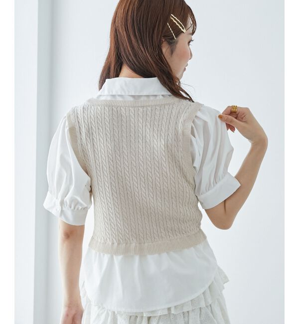  「&infin;ネクタイセットシャツドッキングニット」|ニット・セーター|