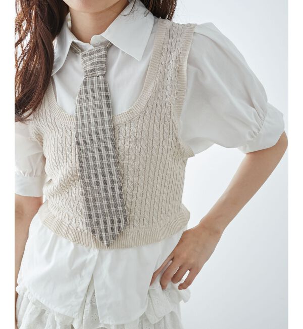  「&infin;ネクタイセットシャツドッキングニット」|ニット・セーター|