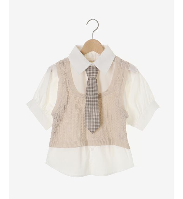  「&infin;ネクタイセットシャツドッキングニット」|ニット・セーター|