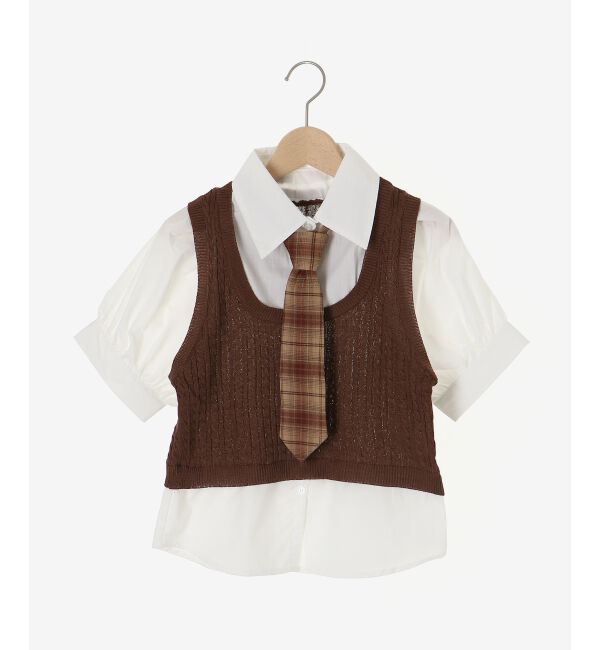  「&infin;ネクタイセットシャツドッキングニット」|ニット・セーター|