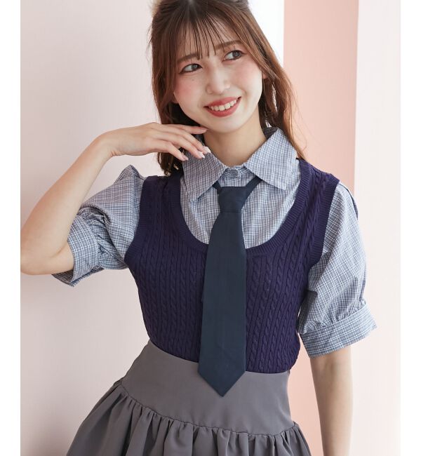  「&infin;ネクタイセットシャツドッキングニット」|ニット・セーター|