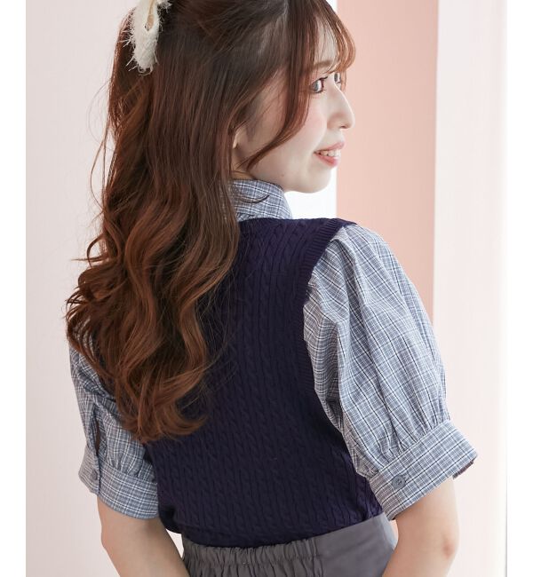  「&infin;ネクタイセットシャツドッキングニット」|ニット・セーター|