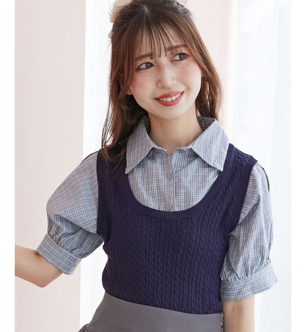  「&infin;ネクタイセットシャツドッキングニット」|ニット・セーター|