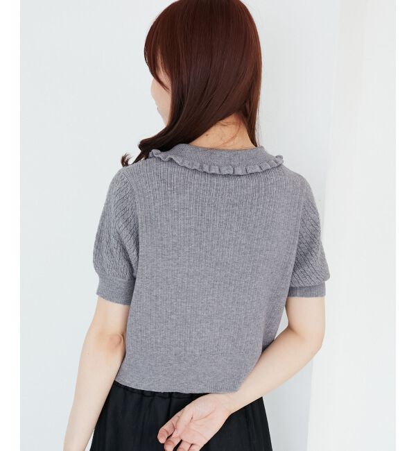  「ミニケーブルフリルニットカーデ」|カーディガン|