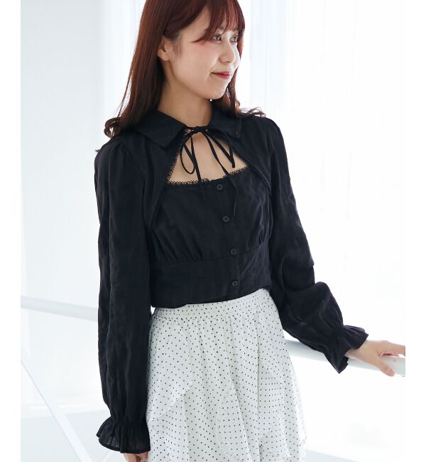  「デコルテオープン長袖ブラウス」|シャツ・ブラウス|