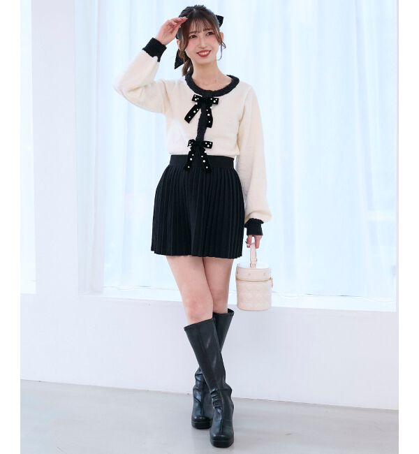  「キラキラベロアリボンカーディガン」|カーディガン|