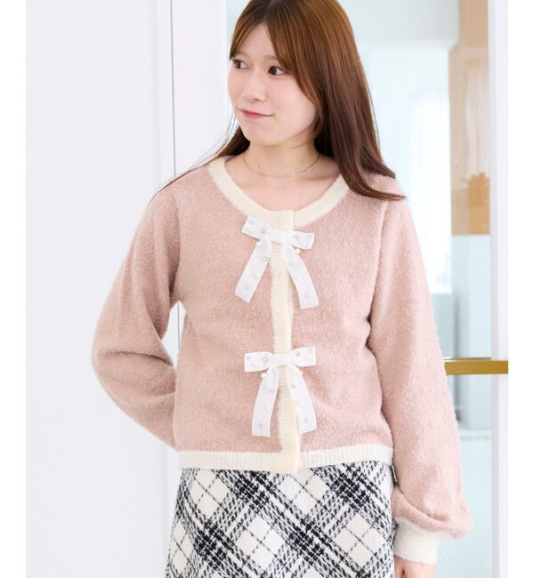 「キラキラベロアリボンカーディガン」|カーディガン|