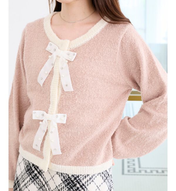  「キラキラベロアリボンカーディガン」|カーディガン|