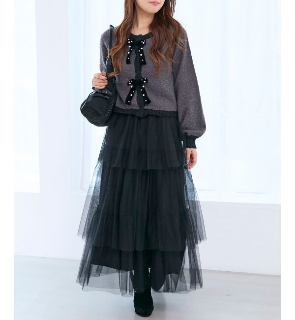  「キラキラベロアリボンカーディガン」|カーディガン|