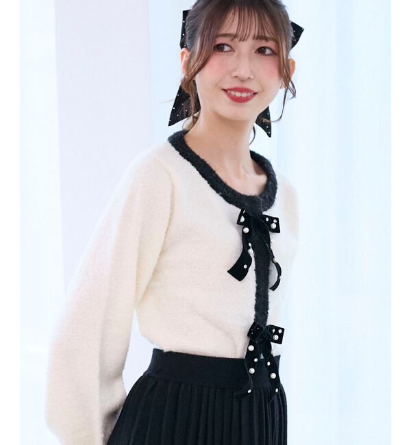  「キラキラベロアリボンカーディガン」|カーディガン|