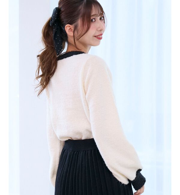  「キラキラベロアリボンカーディガン」|カーディガン|