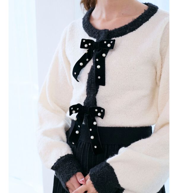  「キラキラベロアリボンカーディガン」|カーディガン|