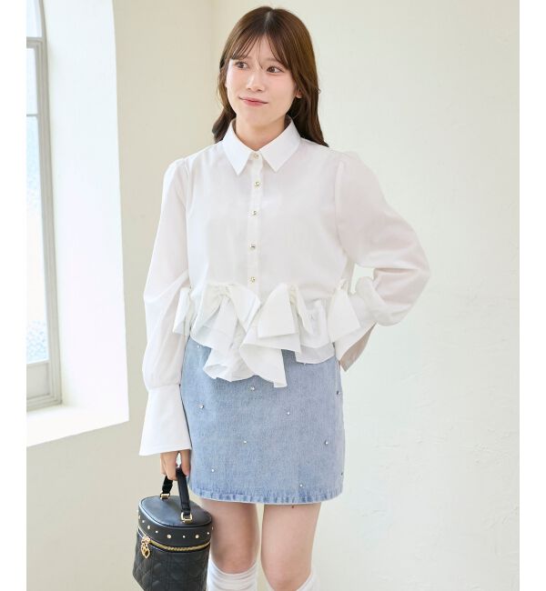  「リボンフリルペプラムブラウス」|シャツ・ブラウス|