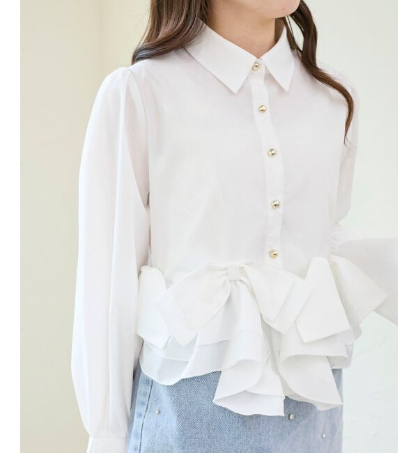  「リボンフリルペプラムブラウス」|シャツ・ブラウス|