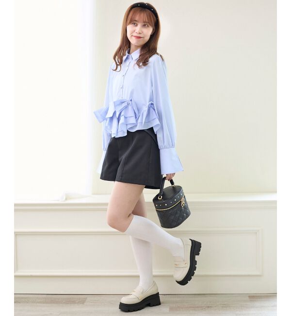  「リボンフリルペプラムブラウス」|シャツ・ブラウス|