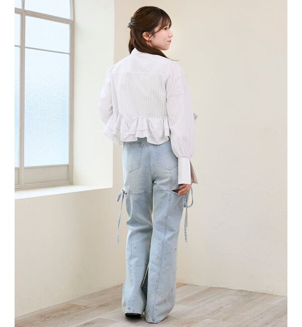  「リボンフリルペプラムブラウス」|シャツ・ブラウス|