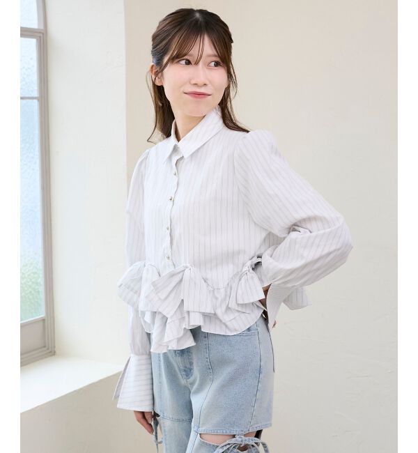  「リボンフリルペプラムブラウス」|シャツ・ブラウス|