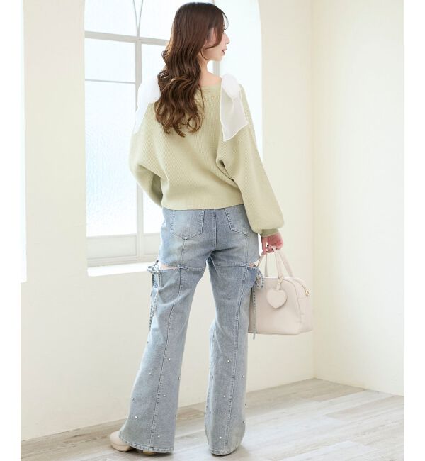  「キラキラモチーフビジューボタンカーデ」|カーディガン|