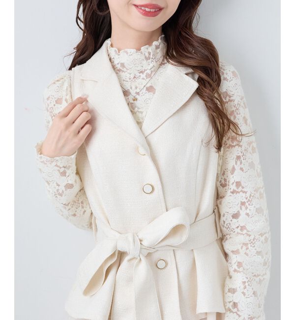  「レースハイネックトップス」|Tシャツ・カットソー|アイボリー