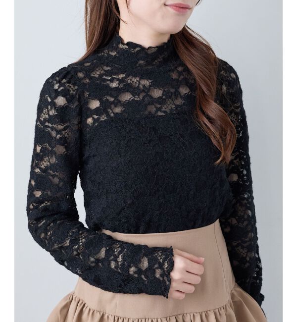  「レースハイネックトップス」|Tシャツ・カットソー|