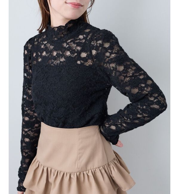  「レースハイネックトップス」|Tシャツ・カットソー|