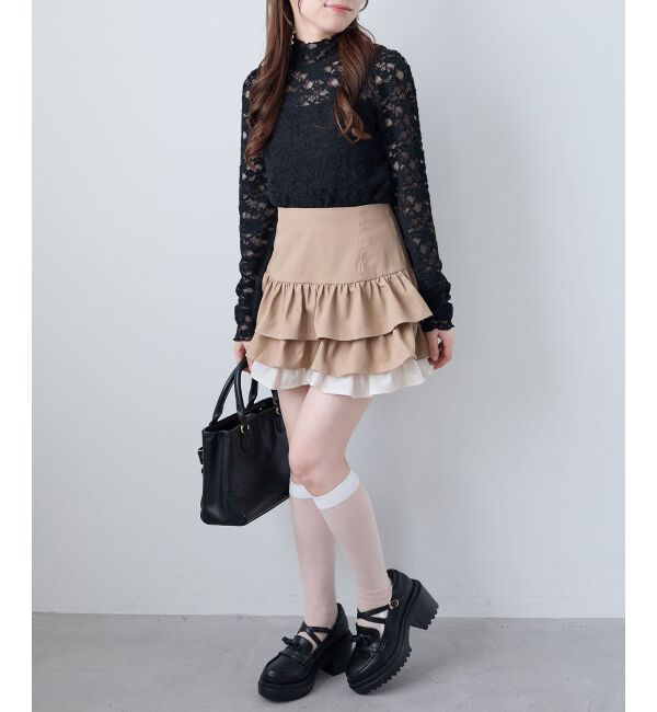  「レースハイネックトップス」|Tシャツ・カットソー|