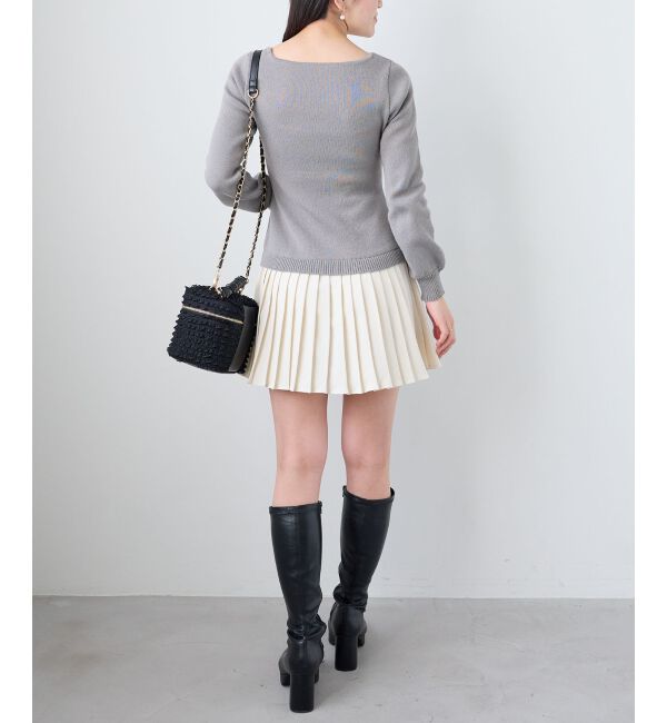  「レイヤードライクプリーツニットワンピ」|ワンピース|