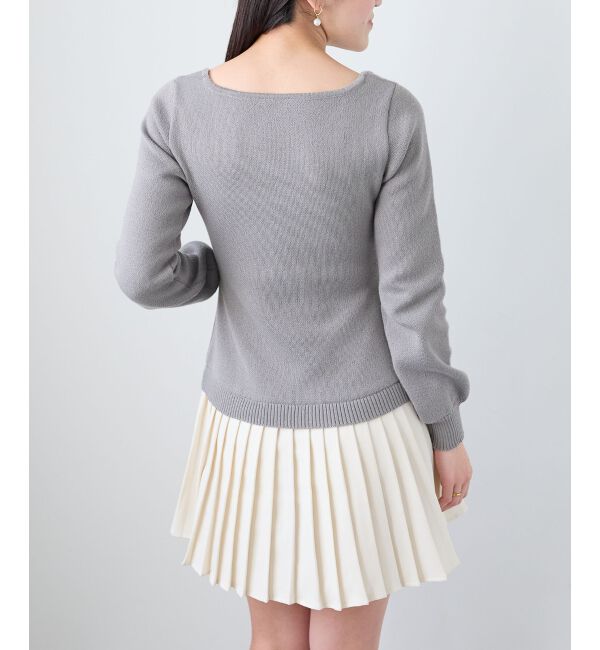  「レイヤードライクプリーツニットワンピ」|ワンピース|