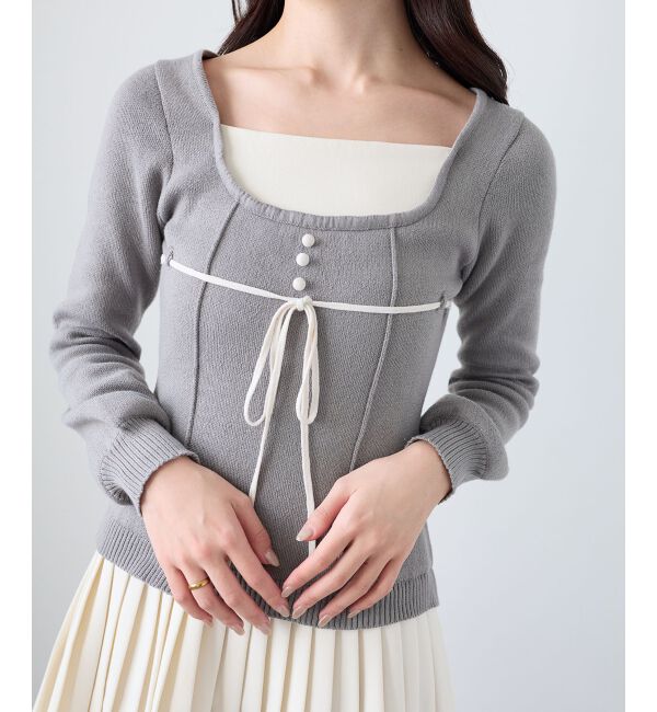  「レイヤードライクプリーツニットワンピ」|ワンピース|