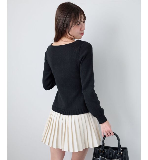  「レイヤードライクプリーツニットワンピ」|ワンピース|