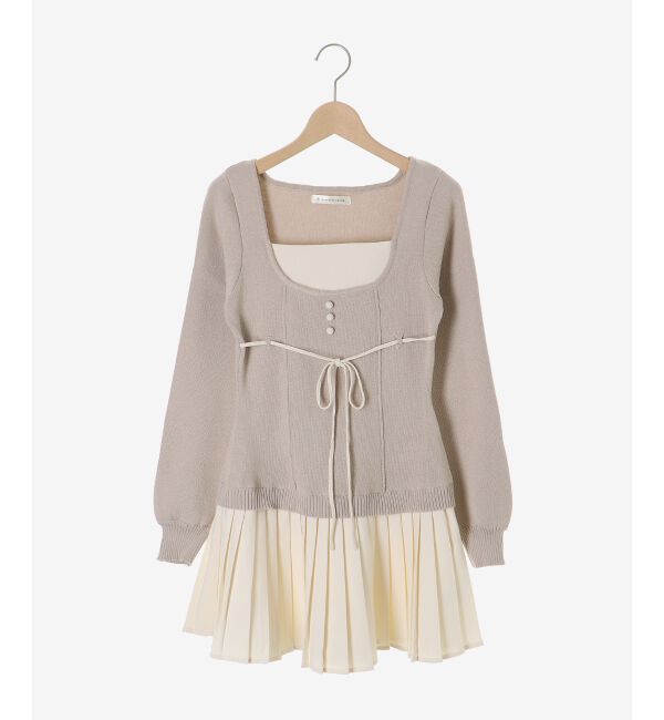  「レイヤードライクプリーツニットワンピ」|ワンピース|