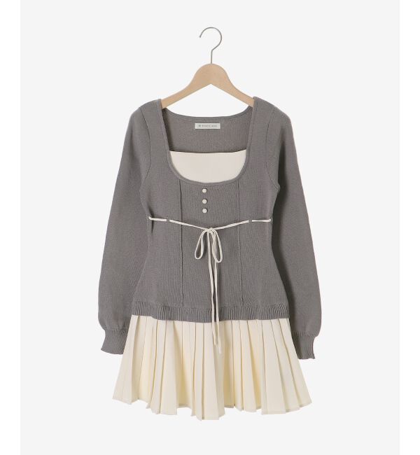  「レイヤードライクプリーツニットワンピ」|ワンピース|