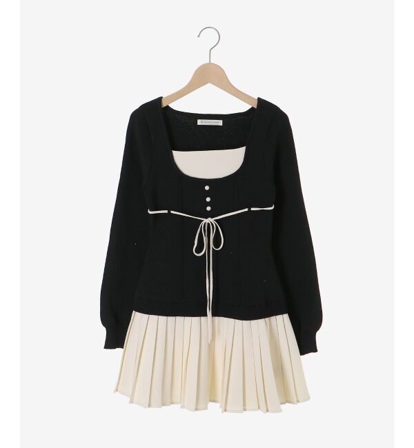  「レイヤードライクプリーツニットワンピ」|ワンピース|