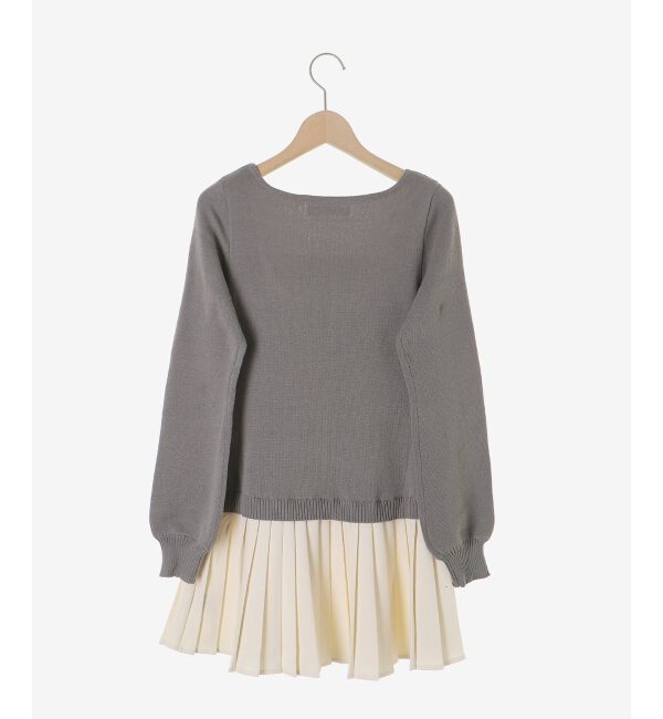  「レイヤードライクプリーツニットワンピ」|ワンピース|