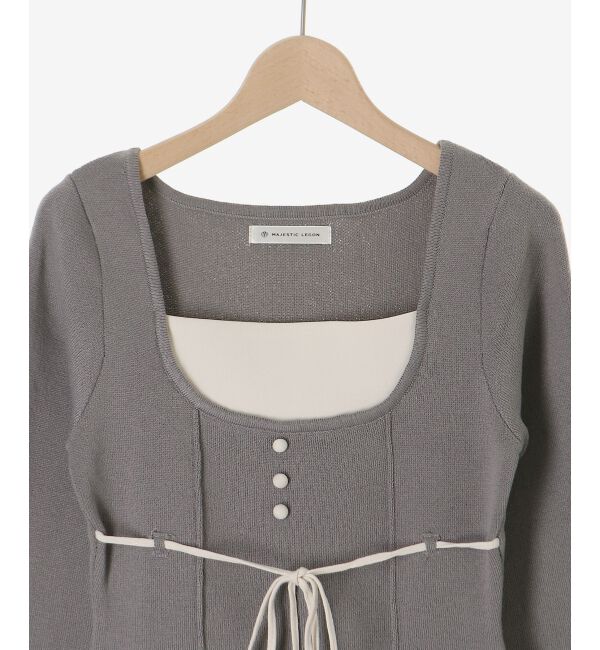  「レイヤードライクプリーツニットワンピ」|ワンピース|