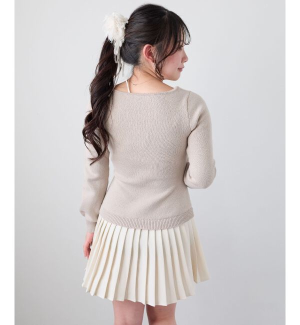  「レイヤードライクプリーツニットワンピ」|ワンピース|