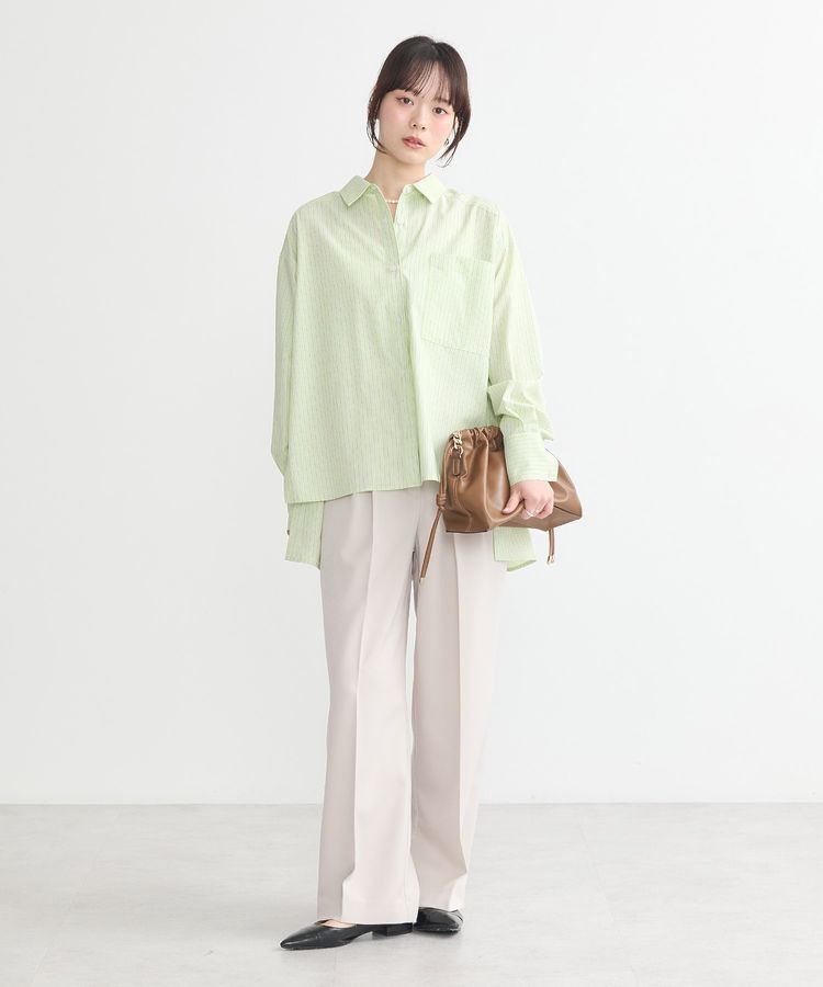 earth music&ecology「サイドスリットストライプオーバーシャツ」|シャツ・ブラウス|