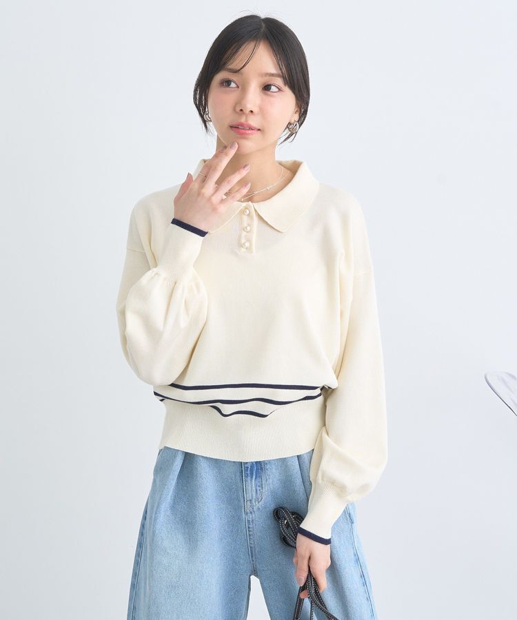 earth music&ecology「パールボタンニットプルオーバー」|ニット・セーター|