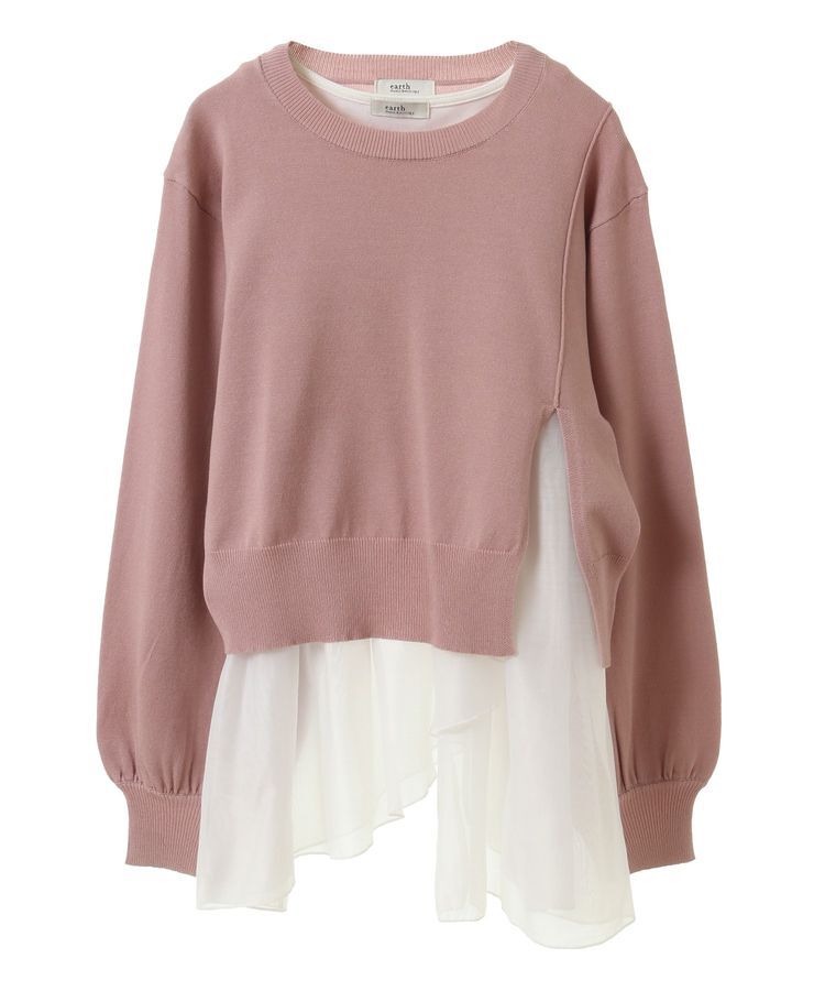 earth music&ecology「SET2点サイドスリットニット＋フレアタンク」|ニット・セーター|Pink