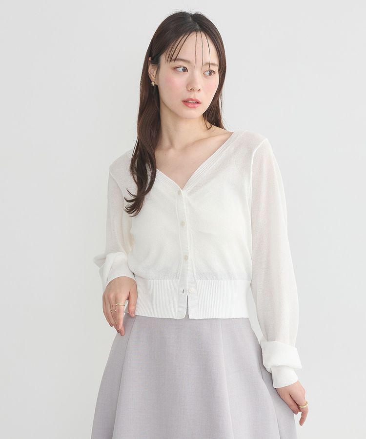 earth music&ecology「シアーラメVネックカーディガン」|カーディガン|